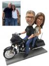 Custom couple bobblehead driving Harley Davidson motorcycle
